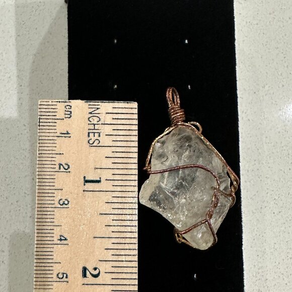 Artisan Vintage Wired Wrapped Clear Quartz Pendant - Picture 5 of 7